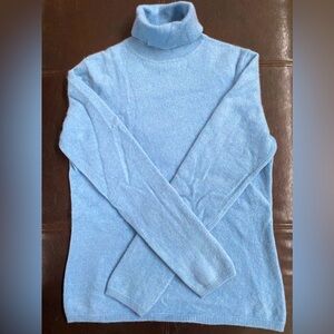 Charter Club 100% Cashmere 2-Ply Light Blue Turtleneck Sweater Size Medium